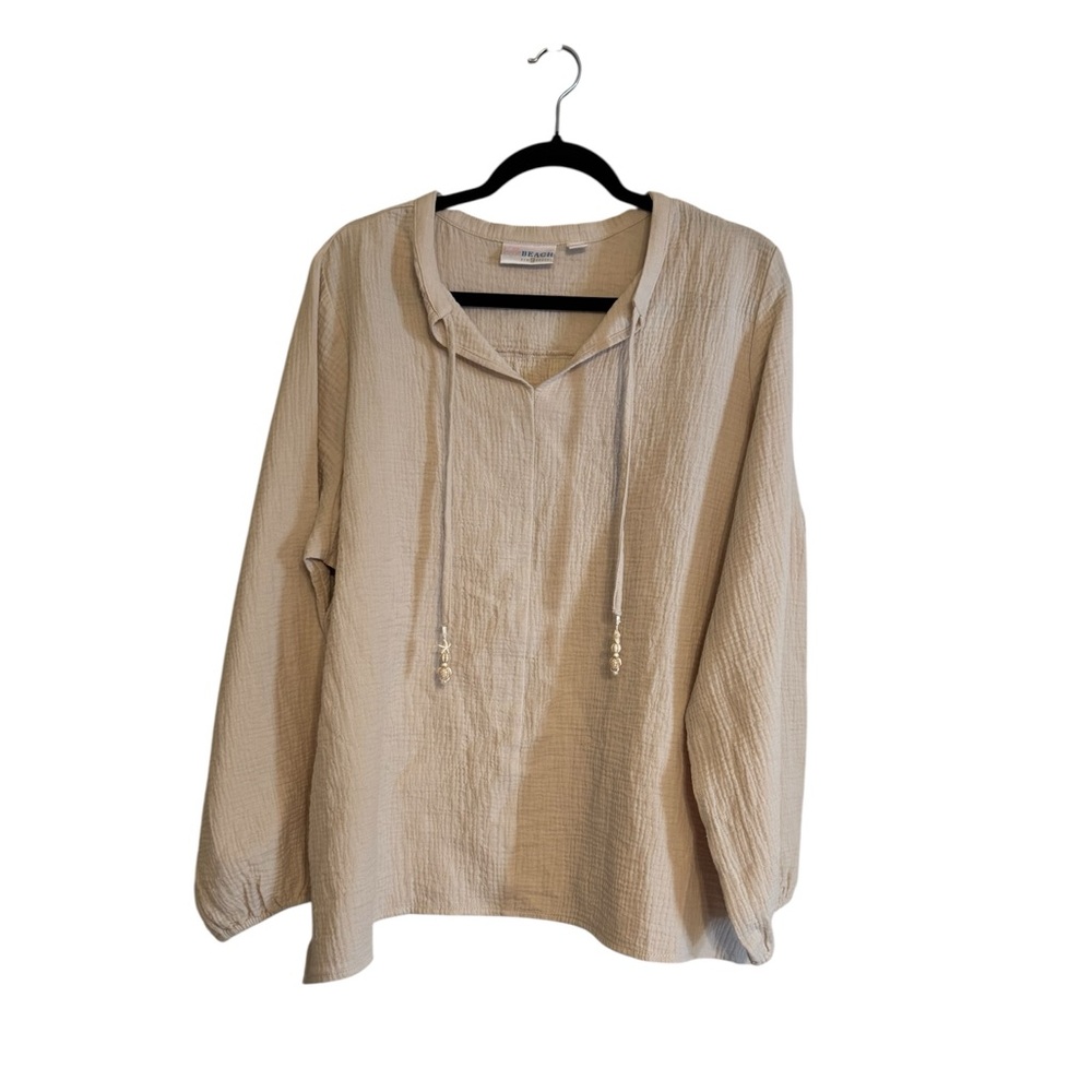 Belle Beach by Kim Gravel Beach Club 100% Cotton Gauze Peasant Top 1x